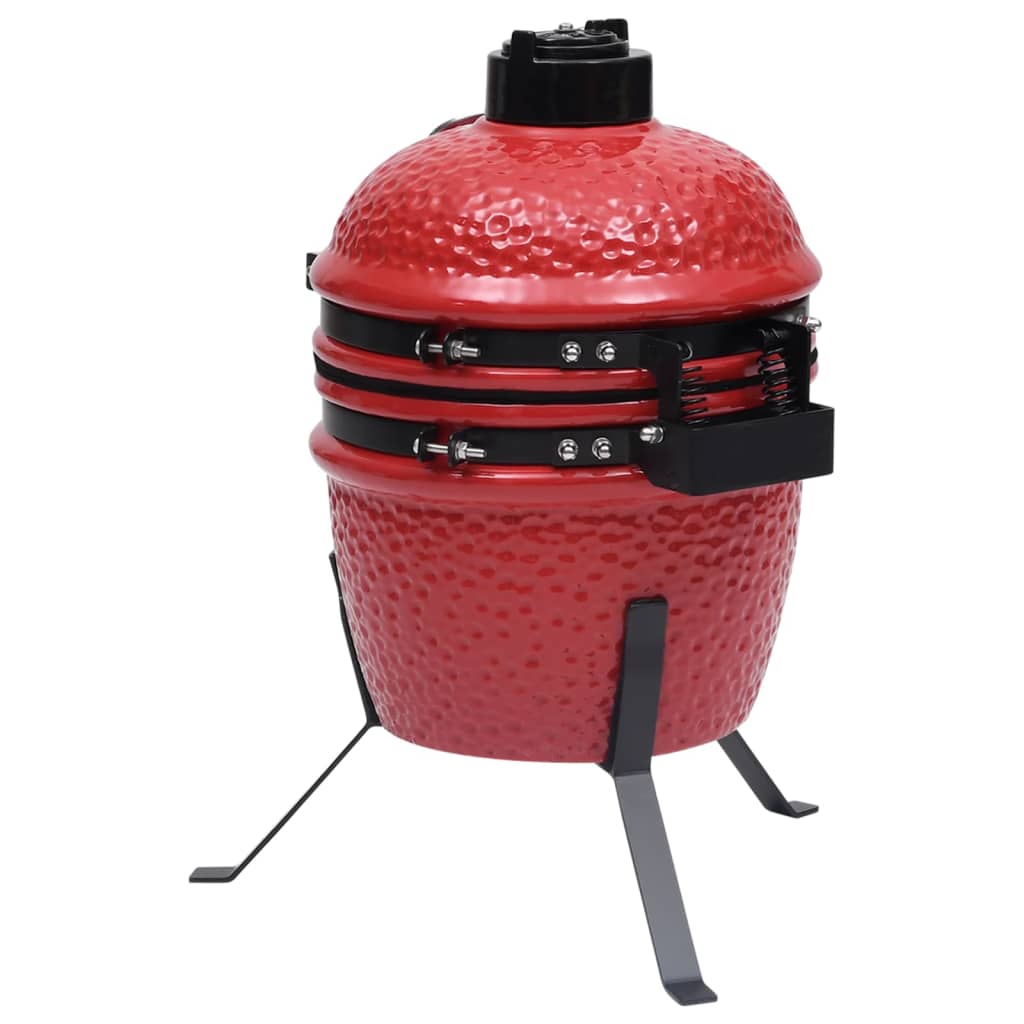 2-in-1 Kamado Barbecue Grill Smoker Ceramic 56 cm Red - OLBRIT