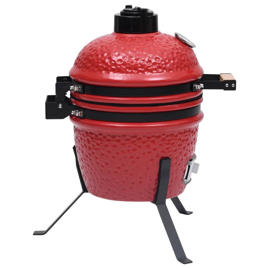 2-in-1 Kamado Barbecue Grill Smoker Ceramic 56 cm Red - OLBRIT