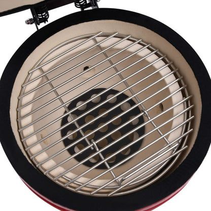 2-in-1 Kamado Barbecue Grill Smoker Ceramic 56 cm Red - OLBRIT