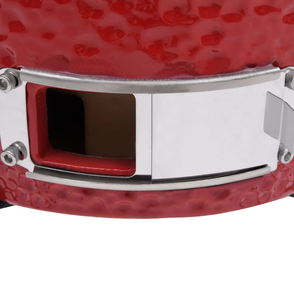 2-in-1 Kamado Barbecue Grill Smoker Ceramic 56 cm Red - OLBRIT