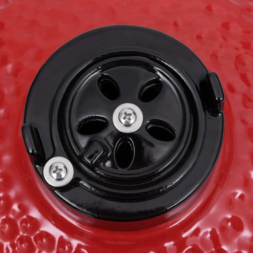 2-in-1 Kamado Barbecue Grill Smoker Ceramic 56 cm Red - OLBRIT