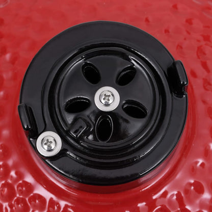 2-in-1 Kamado Barbecue Grill Smoker Ceramic 56 cm Red - OLBRIT