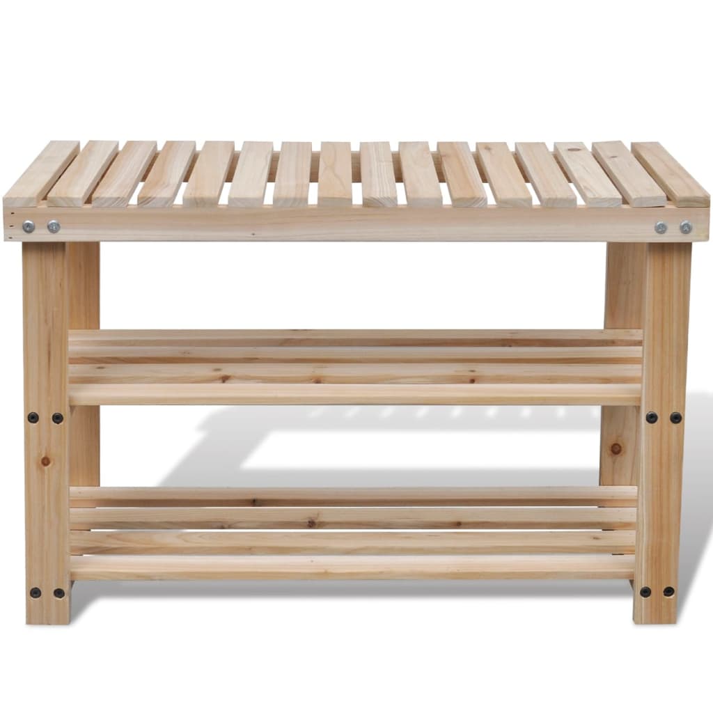 2-in-1 Shoe Rack with Bench Top Solid Fir Wood - OLBRIT
