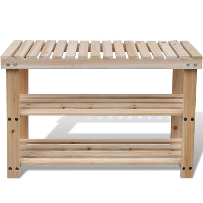 2-in-1 Shoe Rack with Bench Top Solid Fir Wood - OLBRIT