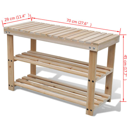 2-in-1 Shoe Rack with Bench Top Solid Fir Wood - OLBRIT