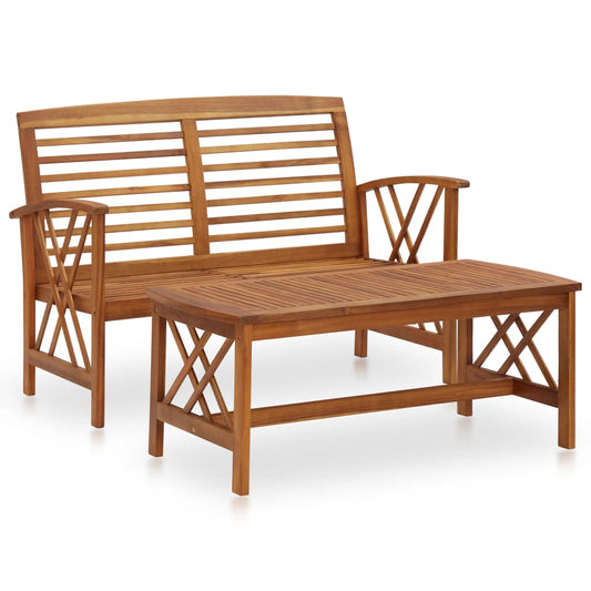 2 Piece Garden Lounge Set Solid Acacia Wood - OLBRIT