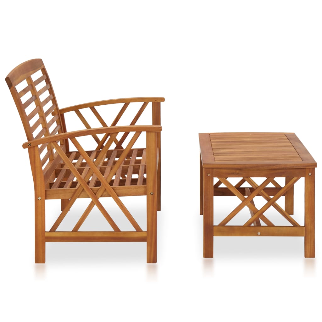 2 Piece Garden Lounge Set Solid Acacia Wood - OLBRIT