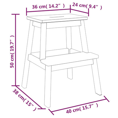 2 Step Stool 40x38x50 cm Solid Wood Acacia - OLBRIT