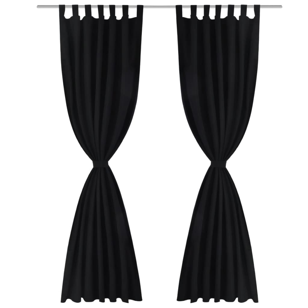 2 pcs Black Micro Satin Curtains with Loops 140 x 175 cm - OLBRIT