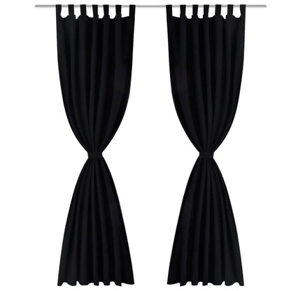 2 pcs Black Micro Satin Curtains with Loops 140 x 175 cm - OLBRIT