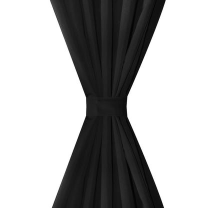 2 pcs Black Micro Satin Curtains with Loops 140 x 175 cm - OLBRIT