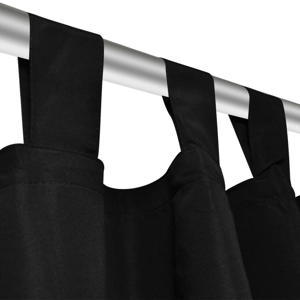 2 pcs Black Micro Satin Curtains with Loops 140 x 175 cm - OLBRIT