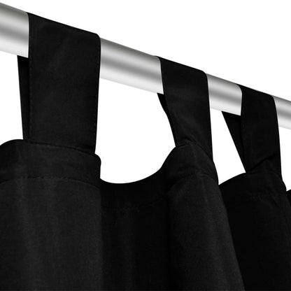 2 pcs Black Micro Satin Curtains with Loops 140 x 175 cm - OLBRIT