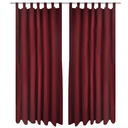 2 pcs Bordeaux Micro Satin Curtains with Loops 140 x 175 cm - OLBRIT