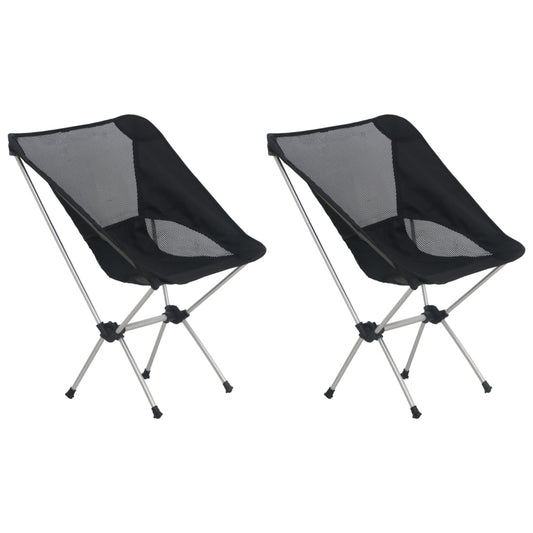 2x Folding Camping Chairs with Carry Bag 54x50x65 cm Aluminium - OLBRIT