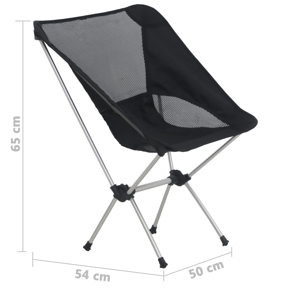 2x Folding Camping Chairs with Carry Bag 54x50x65 cm Aluminium - OLBRIT
