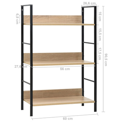 3-Layer Book Shelf Oak 60x27.6x90.5 cm Engineered Wood - OLBRIT