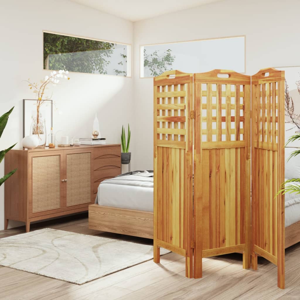 3-Panel Room Divider 121.5x2x115 cm Solid Wood Acacia - OLBRIT