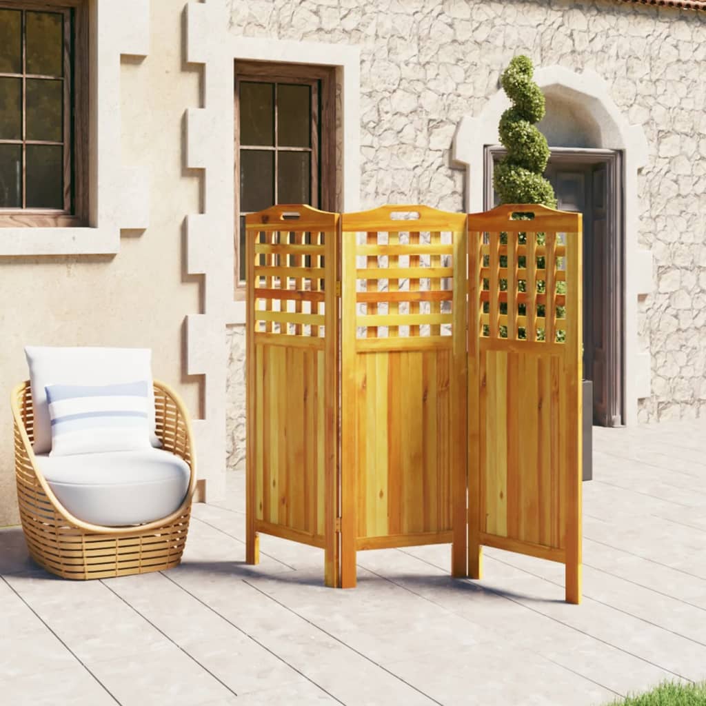 3-Panel Room Divider 121.5x2x115 cm Solid Wood Acacia - OLBRIT