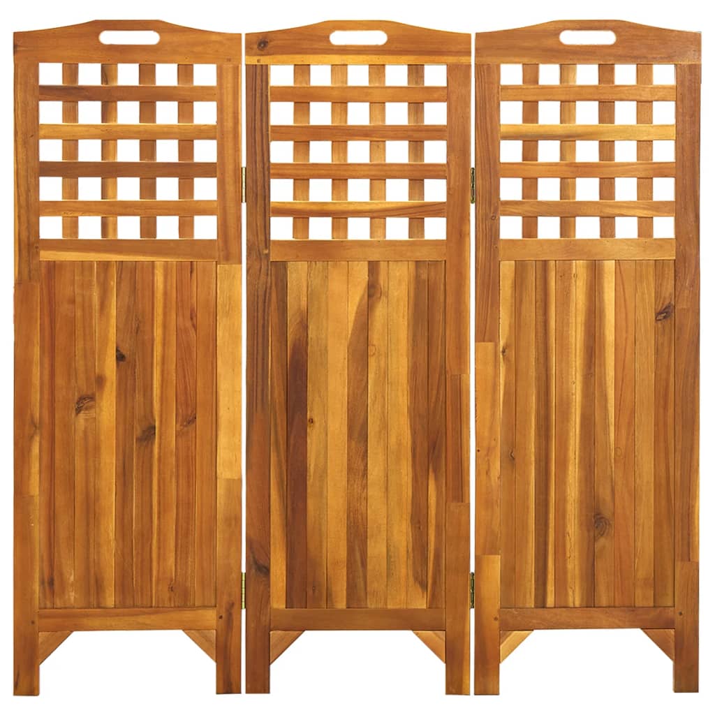 3-Panel Room Divider 121x2x120 cm Solid Acacia Wood - OLBRIT