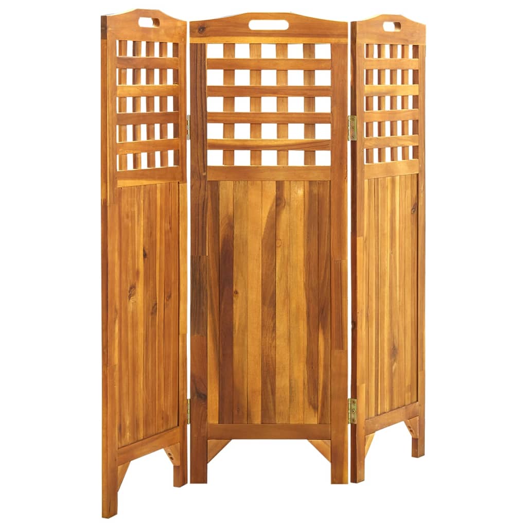 3-Panel Room Divider 121x2x120 cm Solid Acacia Wood - OLBRIT