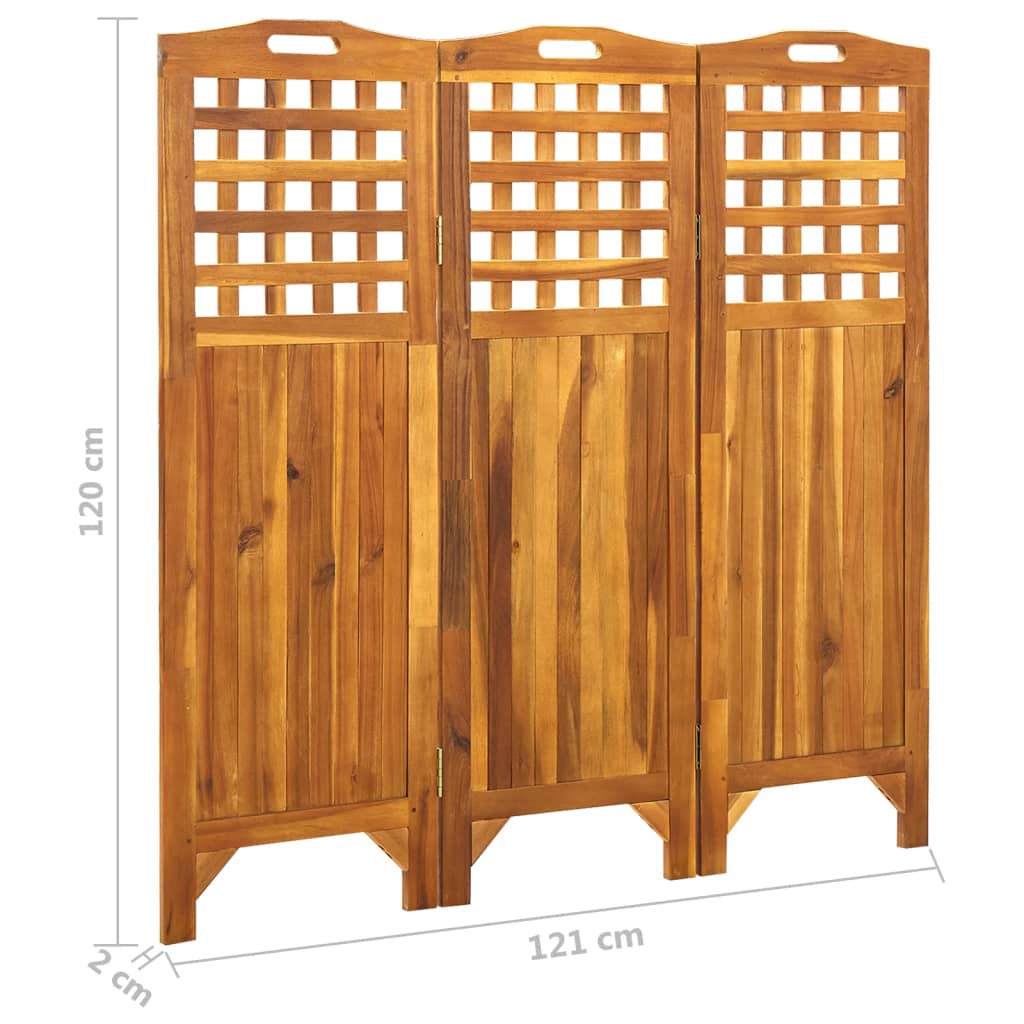 3-Panel Room Divider 121x2x120 cm Solid Acacia Wood - OLBRIT