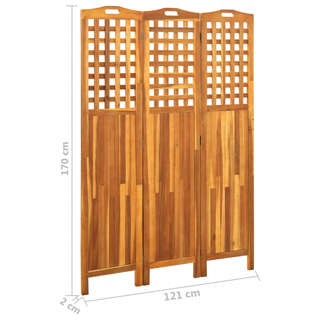 3-Panel Room Divider 121x2x170 cm Solid Acacia Wood - OLBRIT