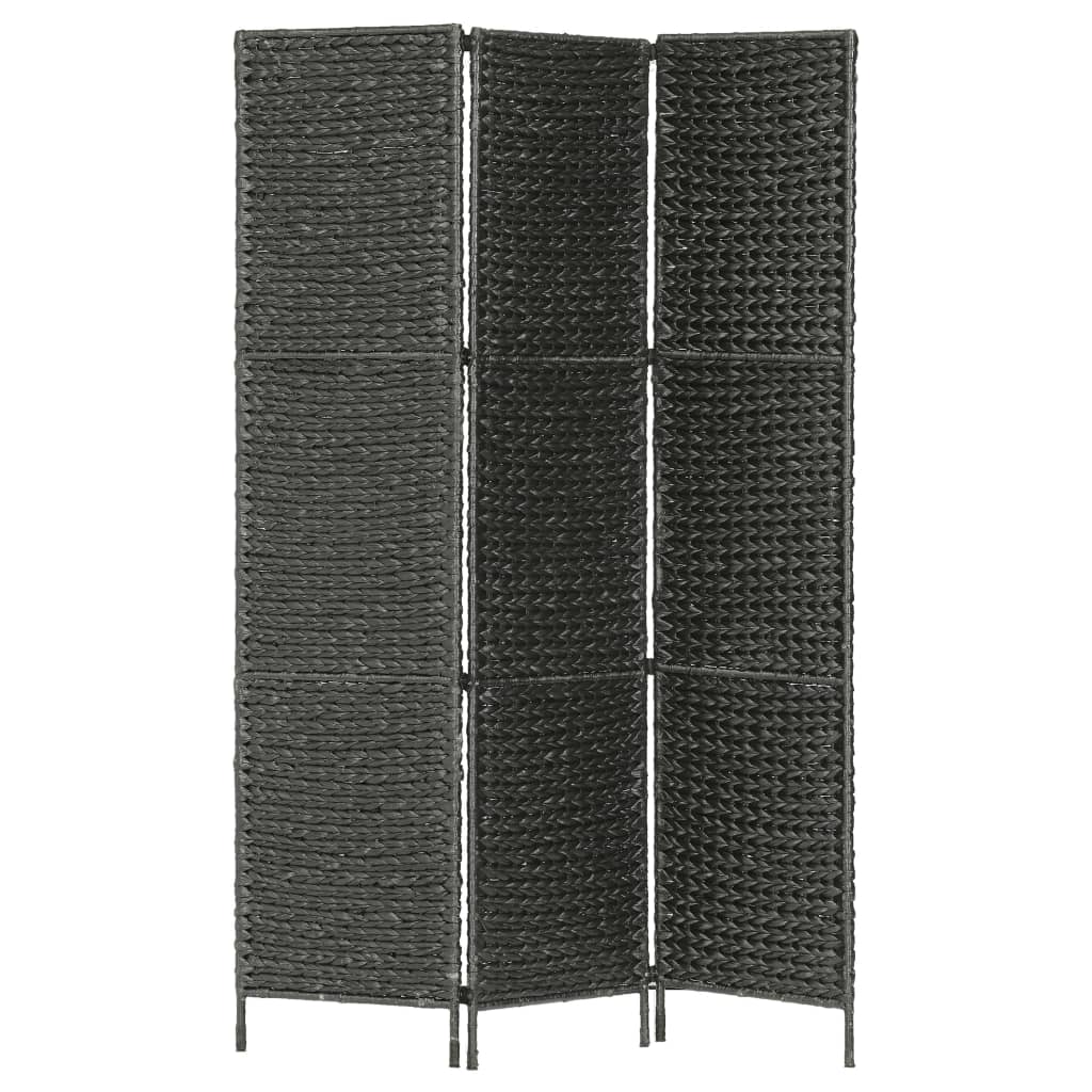 3-Panel Room Divider Black 116x160 cm Water Hyacinth - OLBRIT
