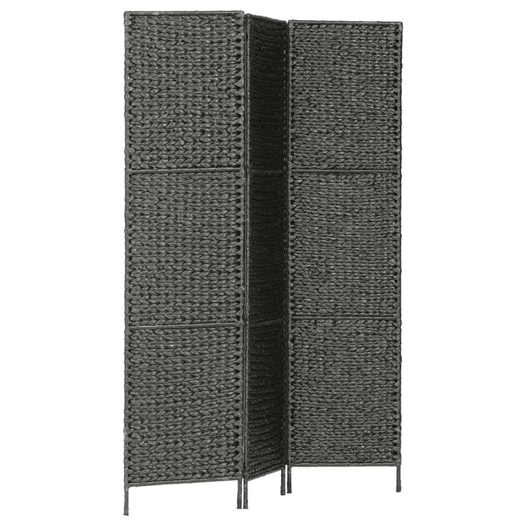 3-Panel Room Divider Black 116x160 cm Water Hyacinth - OLBRIT