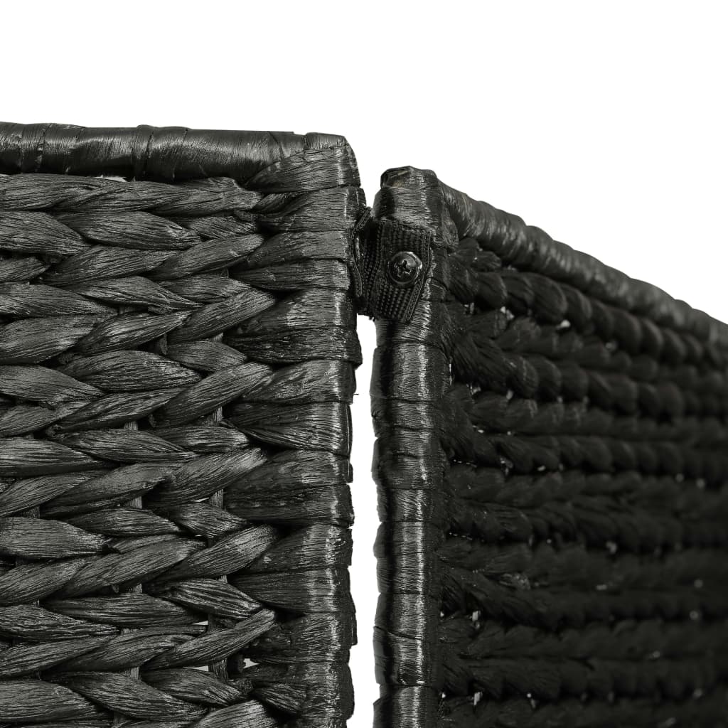 3-Panel Room Divider Black 116x160 cm Water Hyacinth - OLBRIT