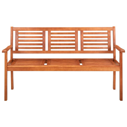 3-Seater Garden Bench 150 cm Solid Eucalyptus Wood - OLBRIT