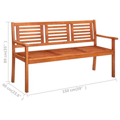 3-Seater Garden Bench 150 cm Solid Eucalyptus Wood - OLBRIT