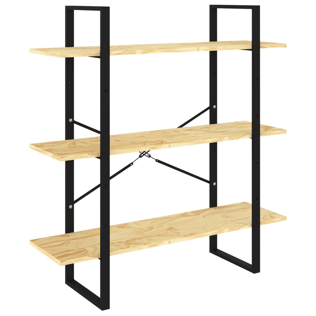 3-Tier Book Cabinet 100x30x105 cm Solid Pine Wood - OLBRIT