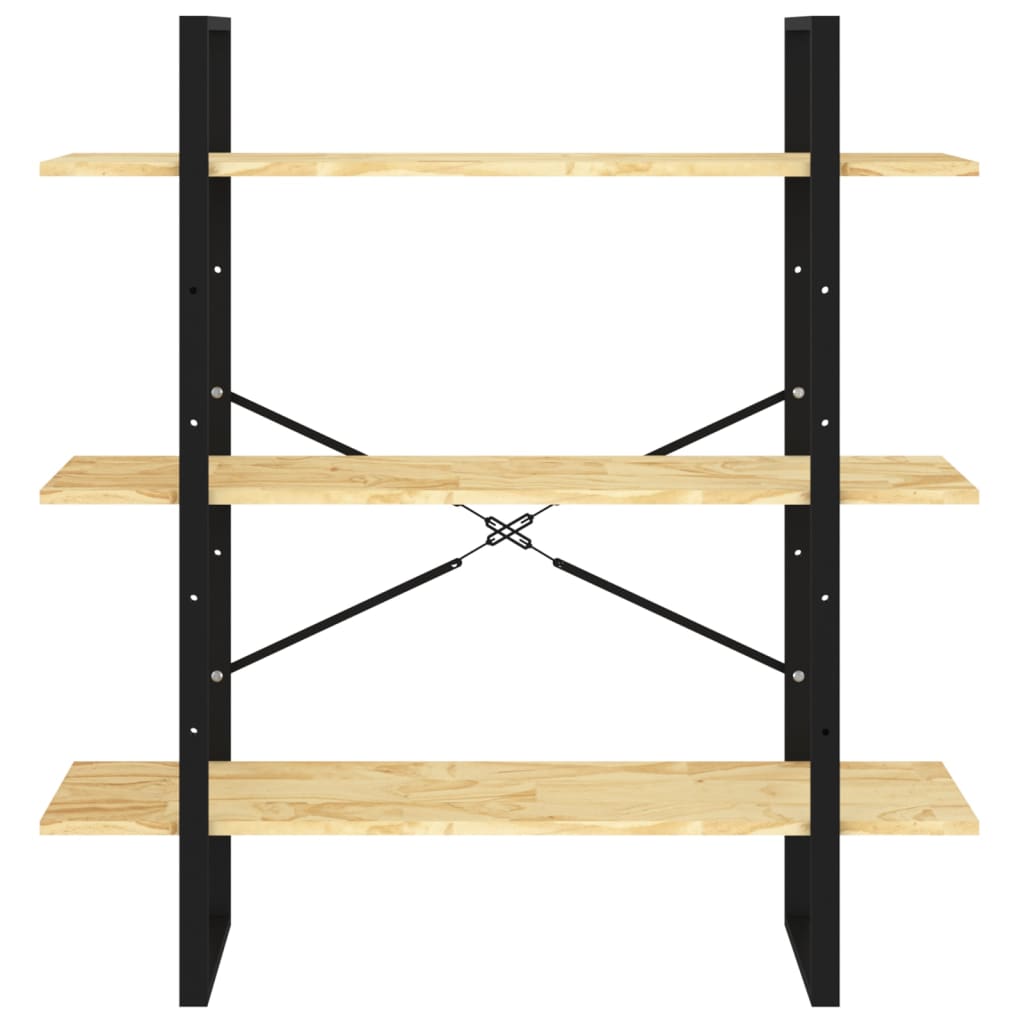 3-Tier Book Cabinet 100x30x105 cm Solid Pine Wood - OLBRIT