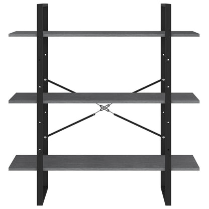 3-Tier Book Cabinet Grey 100x30x105 cm Solid Pine Wood - OLBRIT