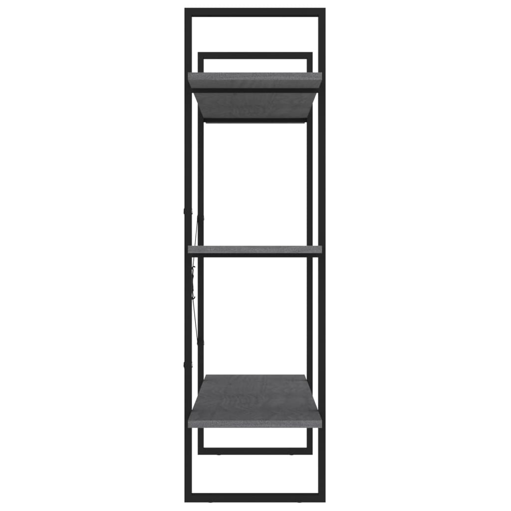 3-Tier Book Cabinet Grey 100x30x105 cm Solid Pine Wood - OLBRIT