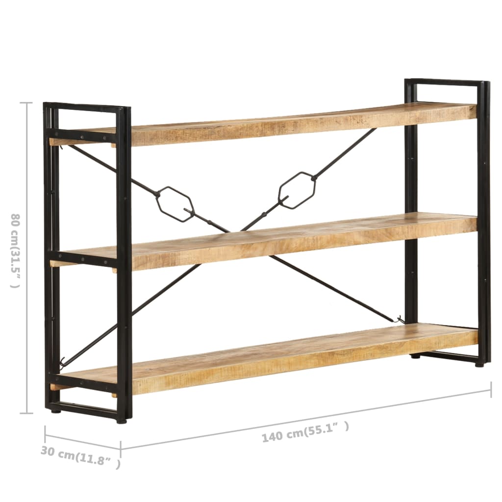 3-Tier Bookcase 140x30x80 cm Solid Mango Wood - OLBRIT