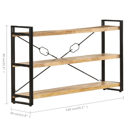 3-Tier Bookcase 140x30x80 cm Solid Mango Wood - OLBRIT