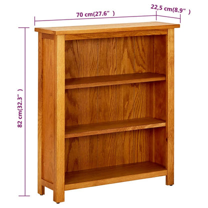 3-Tier Bookcase 70x22.5x82 cm Solid Oak Wood - OLBRIT