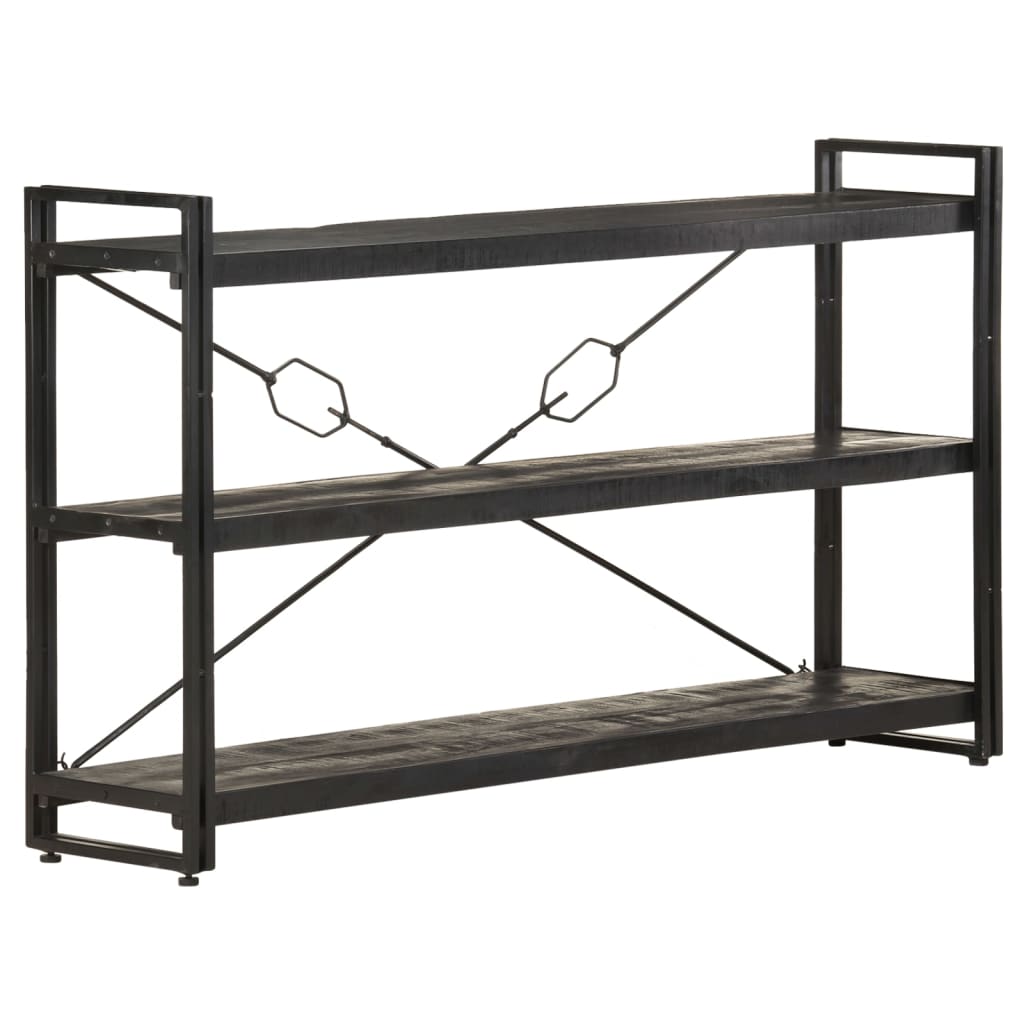 3-Tier Bookcase Black 140x30x80 cm Solid Mango Wood - OLBRIT