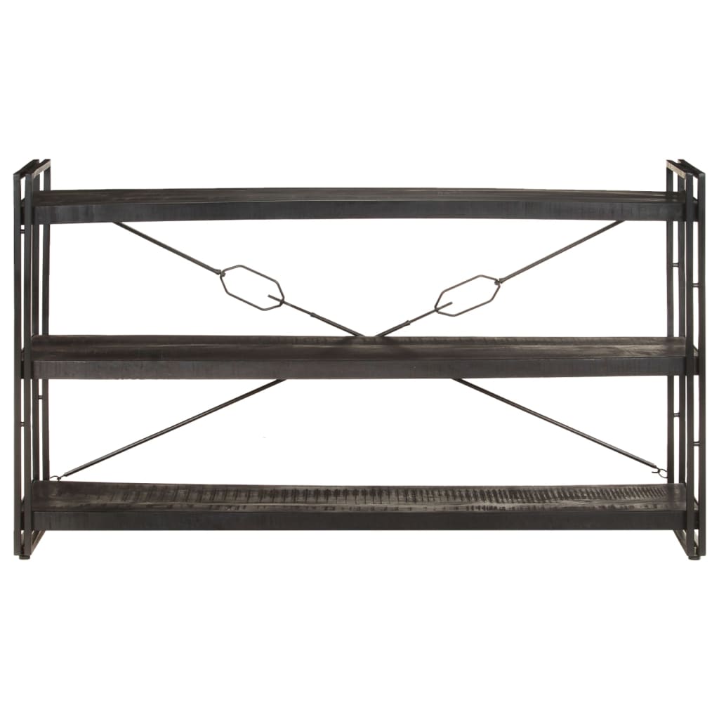 3-Tier Bookcase Black 140x30x80 cm Solid Mango Wood - OLBRIT