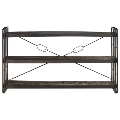 3-Tier Bookcase Black 140x30x80 cm Solid Mango Wood - OLBRIT