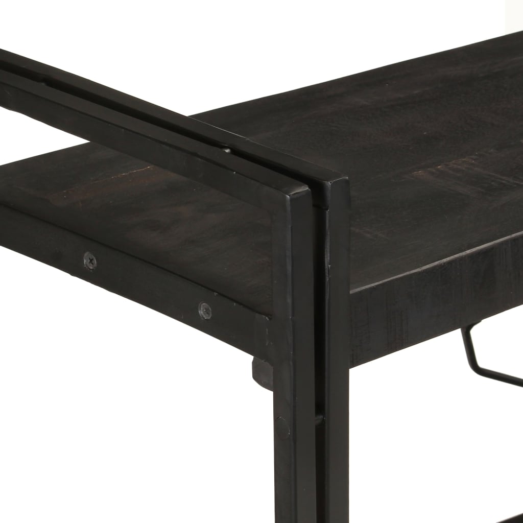 3-Tier Bookcase Black 140x30x80 cm Solid Mango Wood - OLBRIT