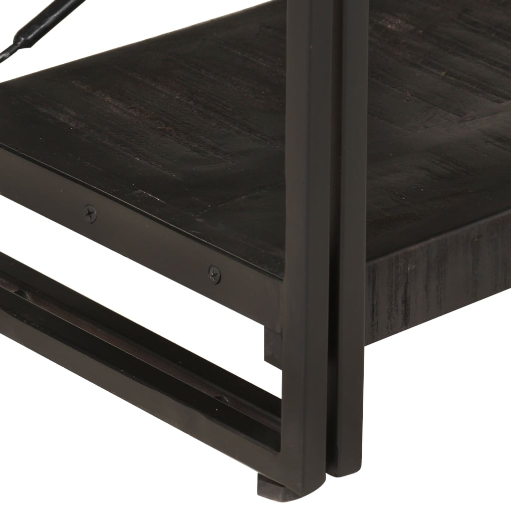 3-Tier Bookcase Black 140x30x80 cm Solid Mango Wood - OLBRIT