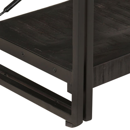 3-Tier Bookcase Black 140x30x80 cm Solid Mango Wood - OLBRIT