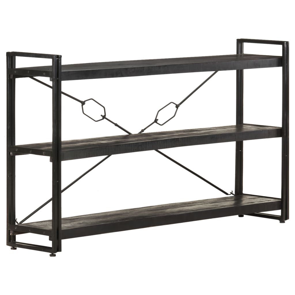 3-Tier Bookcase Black 140x30x80 cm Solid Mango Wood - OLBRIT