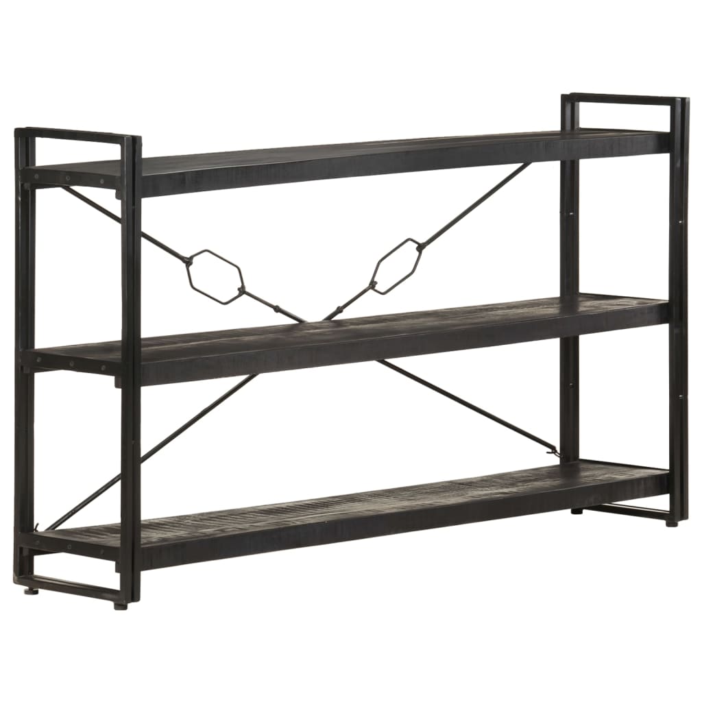 3-Tier Bookcase Black 140x30x80 cm Solid Mango Wood - OLBRIT