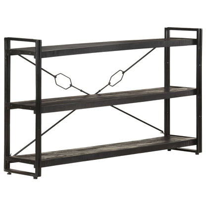 3-Tier Bookcase Black 140x30x80 cm Solid Mango Wood - OLBRIT