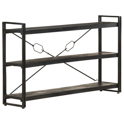 3-Tier Bookcase Black 140x30x80 cm Solid Mango Wood - OLBRIT