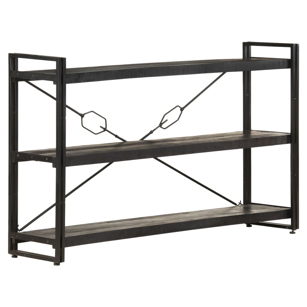 3-Tier Bookcase Black 140x30x80 cm Solid Mango Wood - OLBRIT